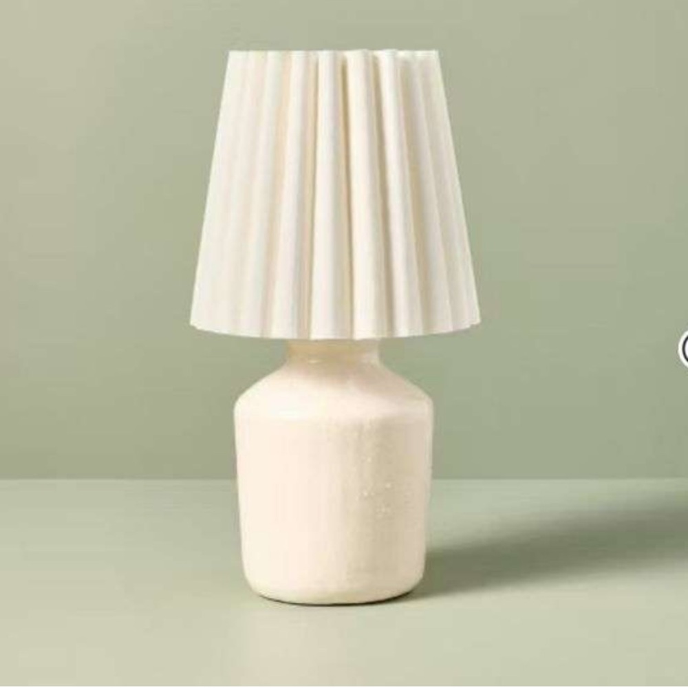 Hearth & Hand 13.5" Rustic Ceramic Mini Kitchen Lamp Pleated Shade Cream